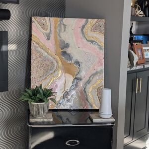 Abstract Pink and Gold Canvas Art